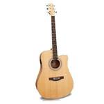 Ashton D46SCEQ Solid Top Acoustic Electric Guitar in Natual Matte Finish