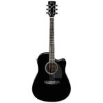 Ibanez PF15ECE Acoustic Electric Guitar with Cutaway - Black High Gloss