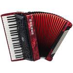 Hohner Bravo III 120 Bass Chromatic Accordion in Red Pearl with Gig Bag and Straps