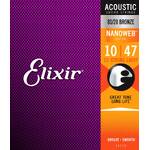 Elixir 11152 Nanoweb 80/20 Bronze 12 String Light Acoustic Guitar Strings 10-47