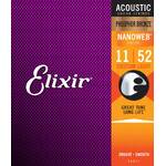 Elixir 16027 Nanoweb Phosphor Bronze Acoustic Guitar Strings Custom Light 11-52