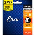 Elixir 16542 Nanoweb Electric Nickel Plated Guitar Strings 3 Pack Light 10-46