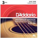 D'Addario EJ17 3 Pack Phosphor Bronze Guitar Strings Medium 13-56