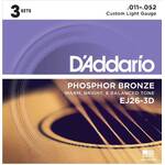 D'Addario EJ26 3 Pack Phosphor Bronze Guitar Strings Custom Light 11-52