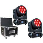 Event Lighting 2 x LM7X30 Moving Head Wash with Zoom and Road Case Package
