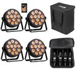 Event Lighting 4 x PAR12X12L RGBWAU LED Par Can and Remote in Fitted Bag Package
